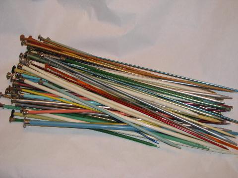 huge lot of vintage knitting needles, all types & sizes, 45 pairs