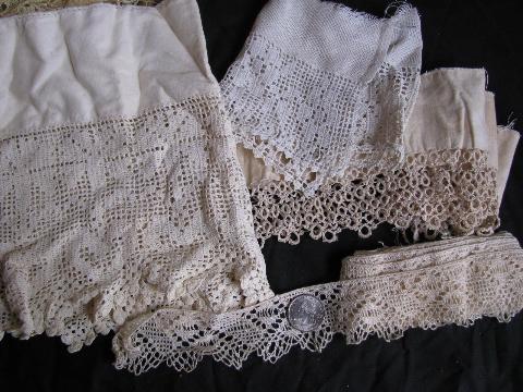 huge lot old antique vintage crochet lace sewing trims, edgings, insertions