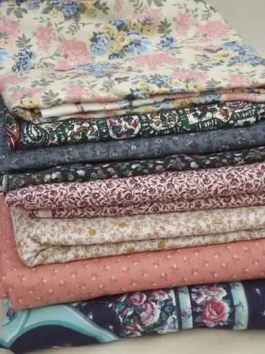 huge lot retro bed sheet style floral prints cotton & blend print fabric