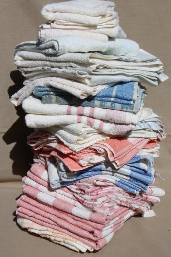 huge lot unused vintage cotton bath towels & hand towels, 1940s new old stock Cannon towels