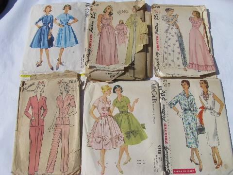 huge lot vintage 30s, 40s, 50s, 60s sewing patterns, dresses & lingerie