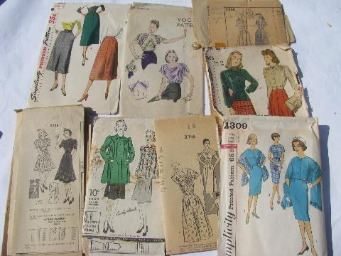 huge lot vintage 30s, 40s, 50s, 60s sewing patterns, dresses & lingerie
