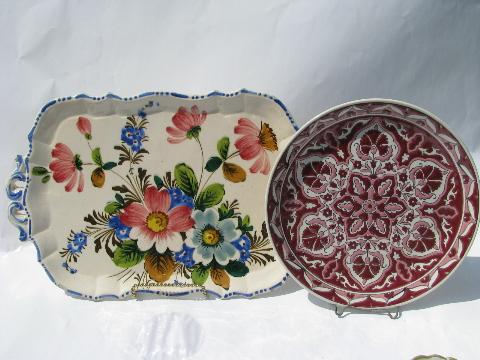 huge lot vintage Italian ceramics, 20 earthenware pottery plates, bowls etc. marked Italy