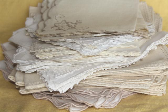 huge lot vintage cotton and linen napkins, cloth napkin sets to mix and match