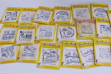 huge lot vintage embroidery transfers, designs for pillowcases, linens, towels