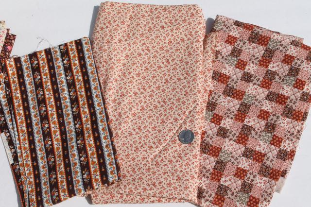 huge lot vintage fabric, boho prairie calico flowered cotton prints, quilting print fabrics 