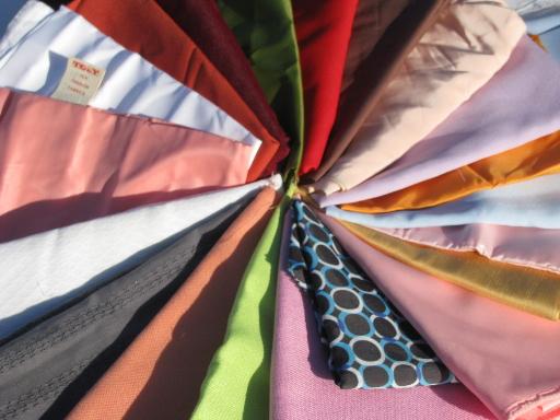 huge lot vintage fabric for making lampshades, silky fabrics in all colors etc.