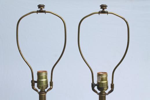 huge mid-century vintage table lamps, tall brass Corinthian column lamp pair