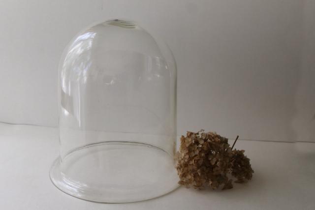 huge old blown glass cloche, bell jar dome for display, clock cover or terrarium