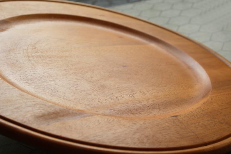 huge round mahogany wood bread tray or charcuterie & cheese board, serving plate