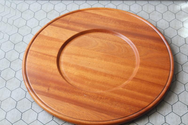 huge round mahogany wood bread tray or charcuterie & cheese board, serving plate