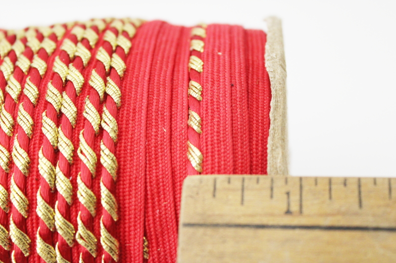 huge spool new old stock vintage sewing trim, red  gold braid twisted cord piping