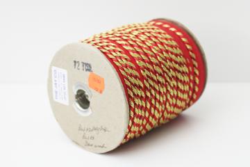 huge spool new old stock vintage sewing trim, red  gold braid twisted cord piping
