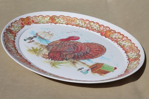 huge turkey platter, vintage Brookpark melmac Thanksgiving platter / serving tray
