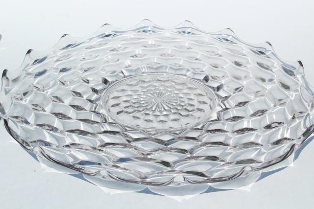 huge vintage glass torte plate for wedding cake, crystal clear Fostoria ...