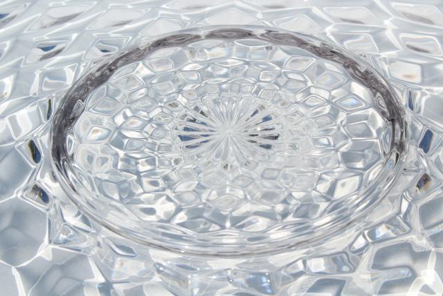 huge vintage glass torte plate for wedding cake, crystal clear Fostoria American pattern glass