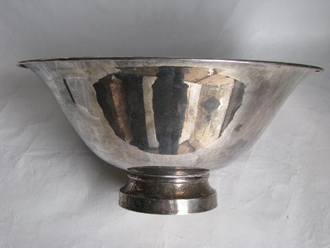 huge vintage silver plate punch or flower bowl, Revere style shape