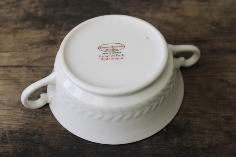 hydrangea bowl Regents Park pattern vintage Theodore Haviland china cream soup cup
