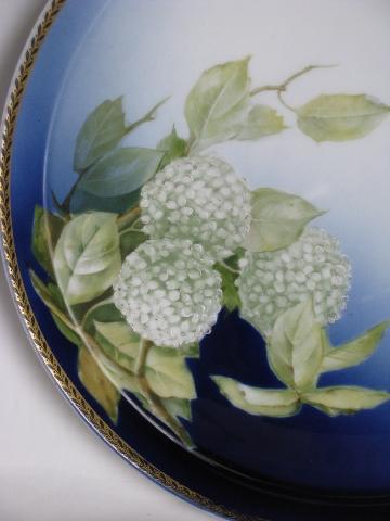 hydrangeas or snowball flowers, hand-painted vintage Bavaria china tray