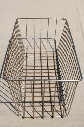 industrial vintage wire basket storage bin, store counter display basket