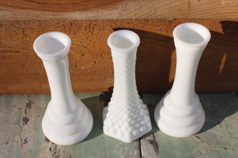 instant collection of vintage milk glass bud vases, grouping of 12 flower vases