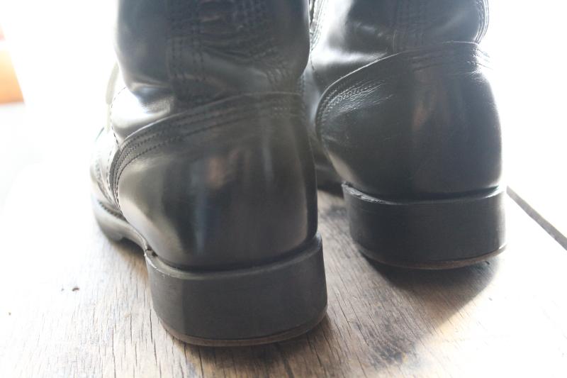 intage Corcoran black leather military paratrooper combat boots metal heel & toe size 9 1/2