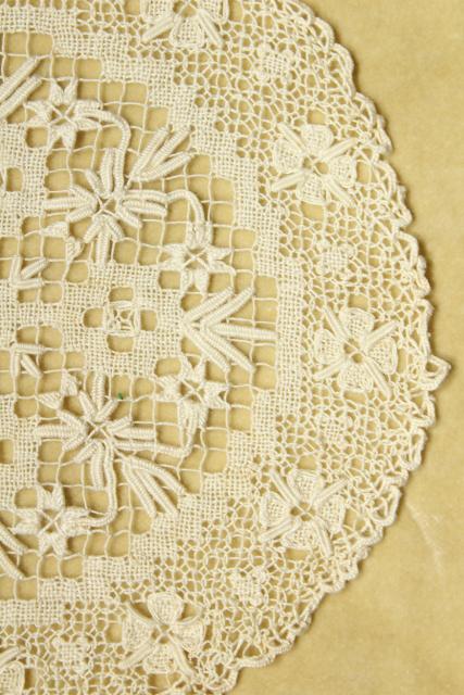 intage goblet rounds, net darning lace doily table mats set of 12