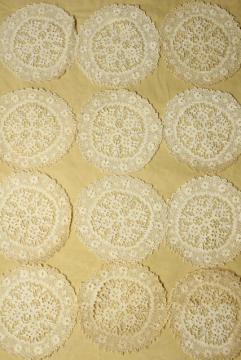 intage goblet rounds, net darning lace doily table mats set of 12