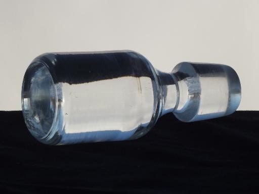 iris pattern glass decanter bottle, 80s vintage hand-cut crystal