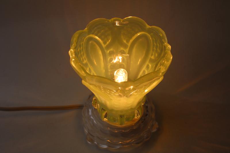 jade green pressed glass vintage style night light, new electric dimmable fairy lamp 