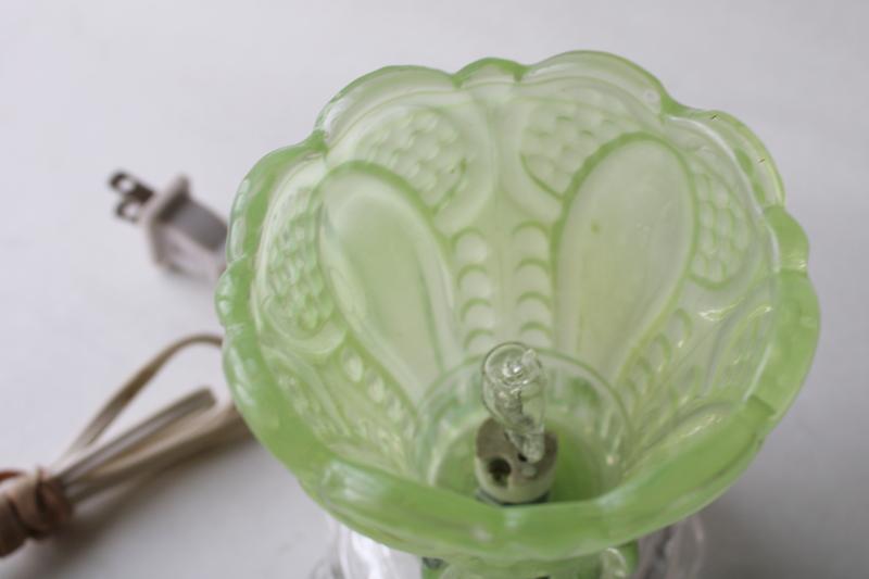 jade green pressed glass vintage style night light, new electric dimmable fairy lamp 