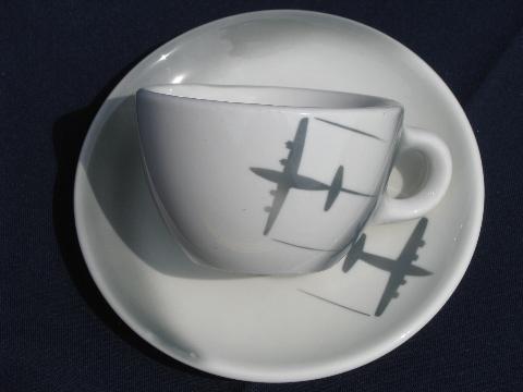 jet age vintage airplane coffee cup and saucer, MCM Cosmopolitan china