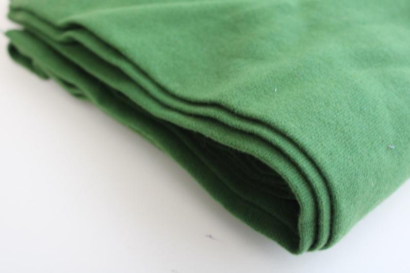 kelly green wool fabric, vintage material for crafts sewing, rug making