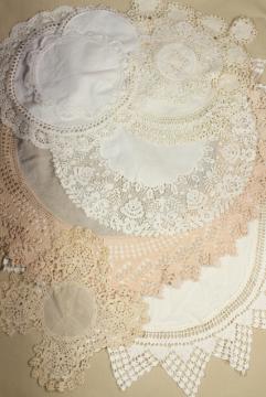 12 VTG 5 1/2"-6" HAND MADE COTTON LACE DOILIES NEW OLD STOCK 1940'S ONE DOZEN 
