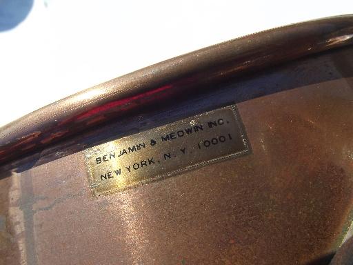 large Douro B M copper steamer pan w/ china insert, Benjamin & Medwin