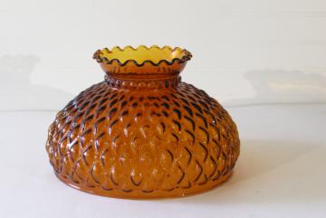 Vintage Fenton Flower Pattern Colonial Amber Lamp Shade Large  8" x 7-3/4" 
