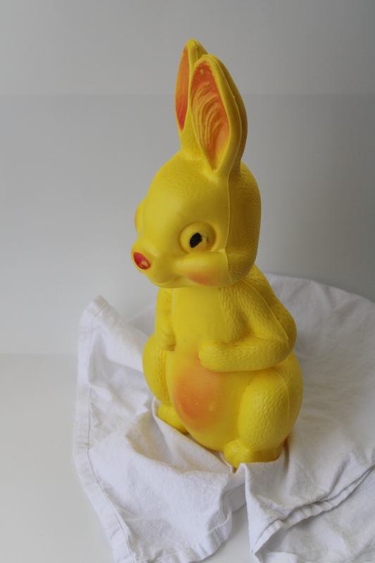 large blow mold plastic bunny rabbit, vintage Easter decor for party table or yard ornament