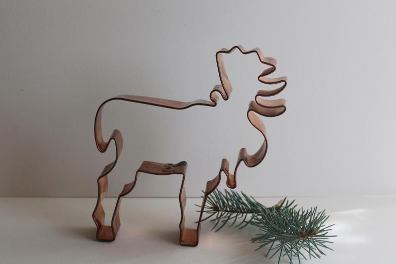 large copper cookie cutter moose w/ antlers, northwoods camp cabin rustic decor