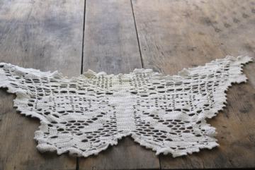 large crochet lace butterfly, vintage handmade doily or chair bac