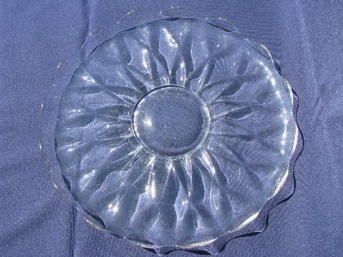 large flat cake or torte plate, vintage pressed pattern Indiana glass?