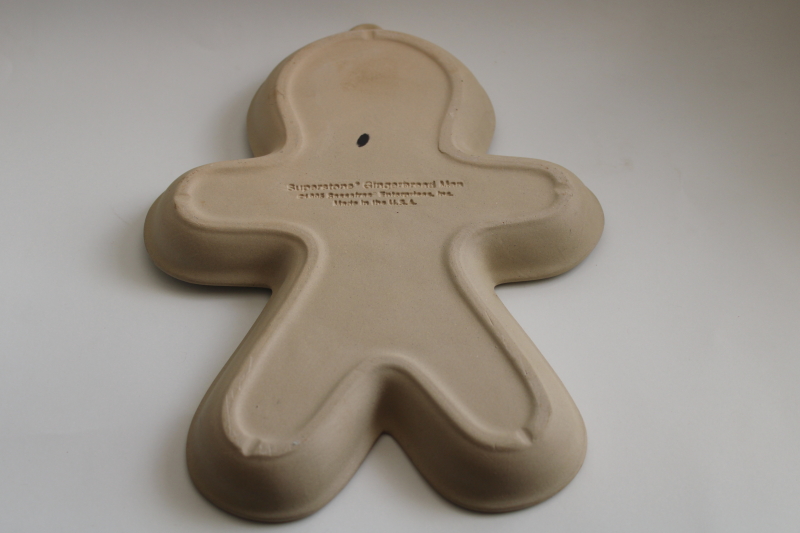 large gingerbread man cookie mold for Christmas cookies, 1990s vintage Superstone stoneware mold