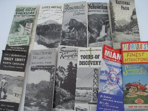 large lot 1940s and 1950s National Park tour guides, pamphlets, maps etc.