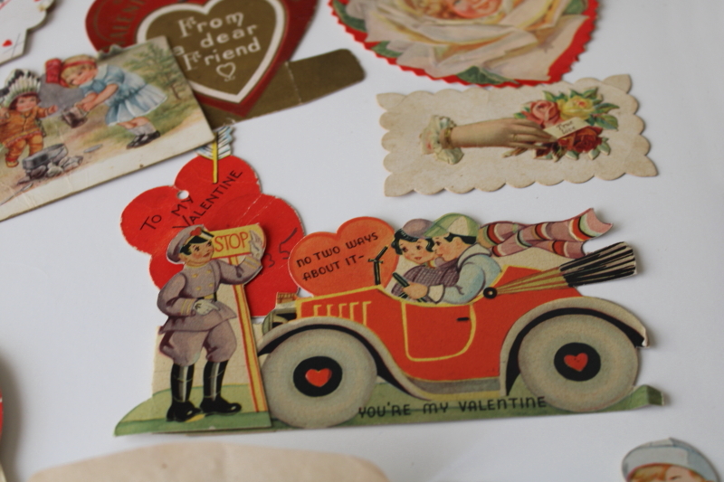 large lot antique vintage valentines, 1919 -1940s die cuts, paper