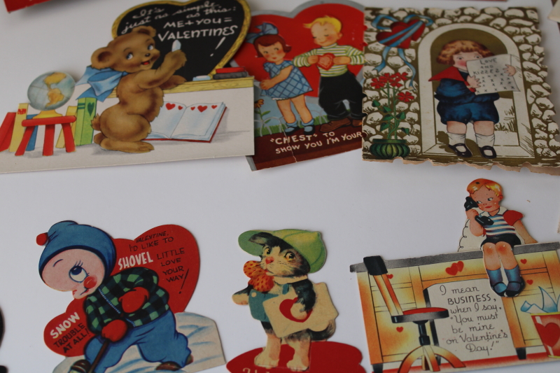 large lot antique  vintage valentines, 1919 - 1940s die cuts, paper greeting cards