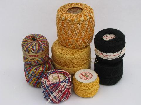 large lot of crochet cotton, assorted thread types, pretty colors