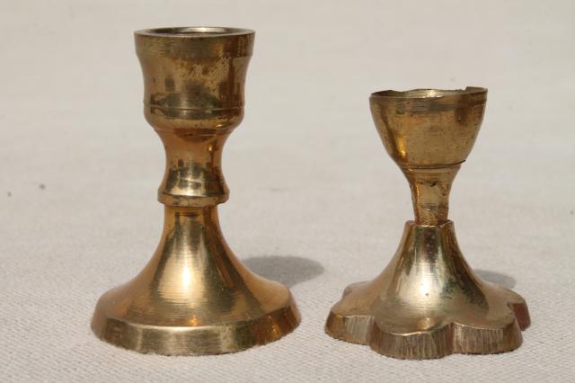 large lot of little brass candlesticks, solid brass candle holders instant collection