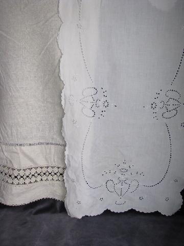 Large Lot Vintage Antique Whitework Linen Cotton Table Runners