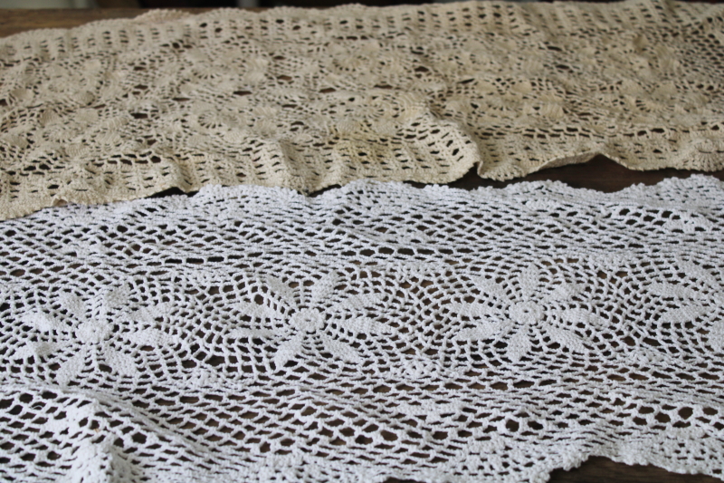 large lot vintage crochet lace table runners  dresser scarves, cottage farmhouse decor