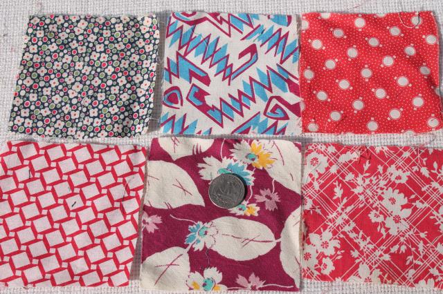 large lot vintage scrap patchwork pieces for quilt blocks, 40s 50s prints & colors