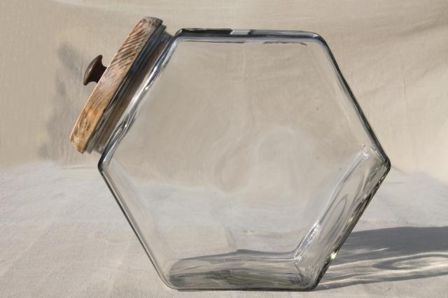 large old glass canister / cookie jar, bakery / general store counter penny candy jar